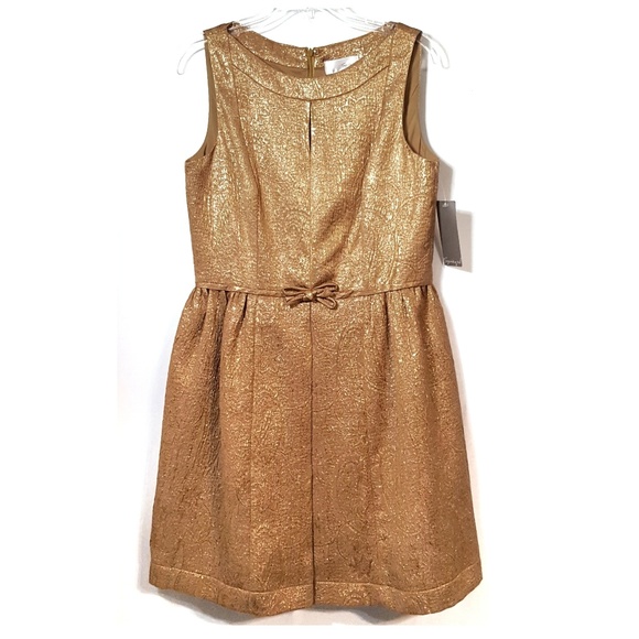 Spiegel Dresses & Skirts - Ladylike Gold Party Dress Classic Retro Metallic